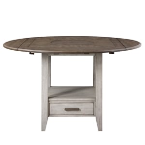 Pemberly Row Two-tone Smokey Alabaster and Brown Drop-leaf Counter Table