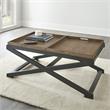 Pemberly Row Transitional Walnut and Ebony Solid Wood Cocktail Table