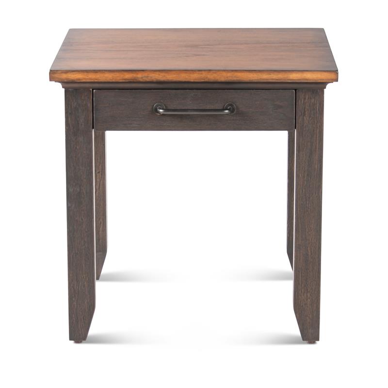 Pemberly Row Rustic Chocolate Brown and Honey Wood End Table
