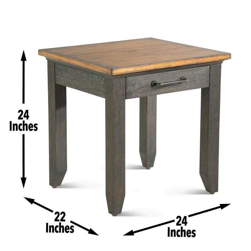 Pemberly Row Rustic Chocolate Brown and Honey Wood End Table