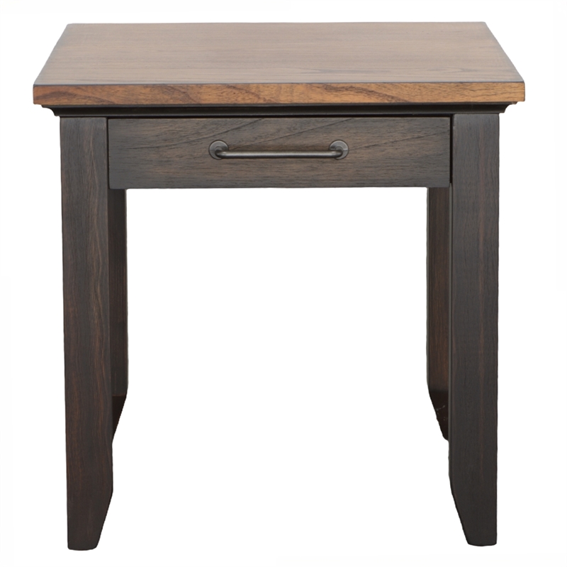 Pemberly Row Rustic Chocolate Brown and Honey Wood End Table