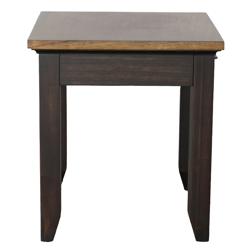 Pemberly Row Rustic Chocolate Brown and Honey Wood End Table