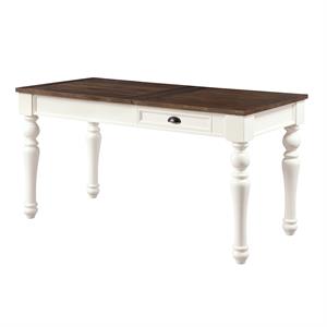 Pemberly Row Farmhouse Two-tone Ivory and Mocha Wood Lift-top Home Office Desk