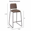 Pemberly Row Metal Bar Stool with Cocoa Brown Faux Leather Seat