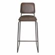 Pemberly Row Metal Bar Stool with Cocoa Brown Faux Leather Seat