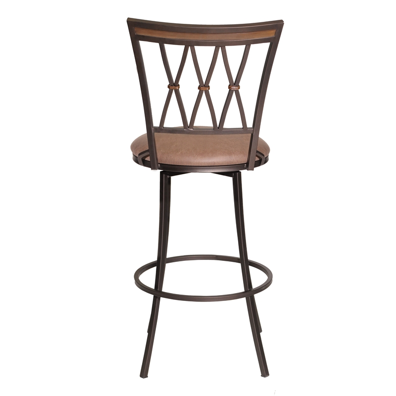 Pemberly Row Swivel Metal Barstool with Camel Brown Microsuede Seat