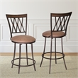 Pemberly Row Swivel Metal Barstool with Camel Brown Microsuede Seat