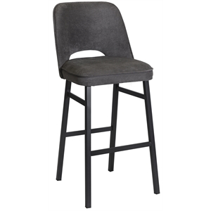 Pemberly Row Commercial Grade Metal Barstool with Charcoal Fabric Seat