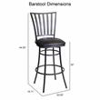 Pemberly Row Transitional Commercial Grade Black Metal Swivel Barstool