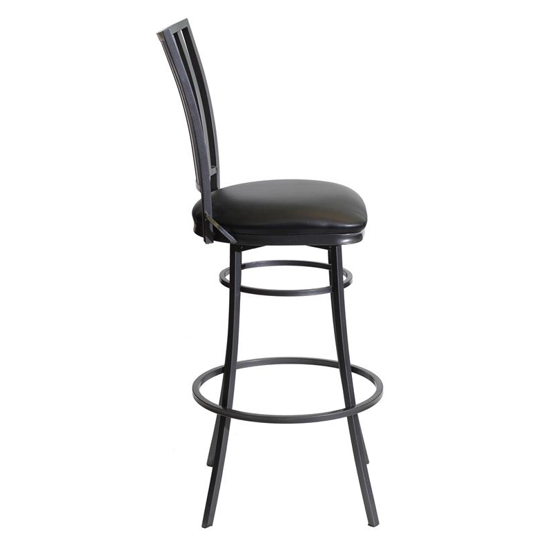 Pemberly Row Transitional Commercial Grade Black Metal Swivel Barstool