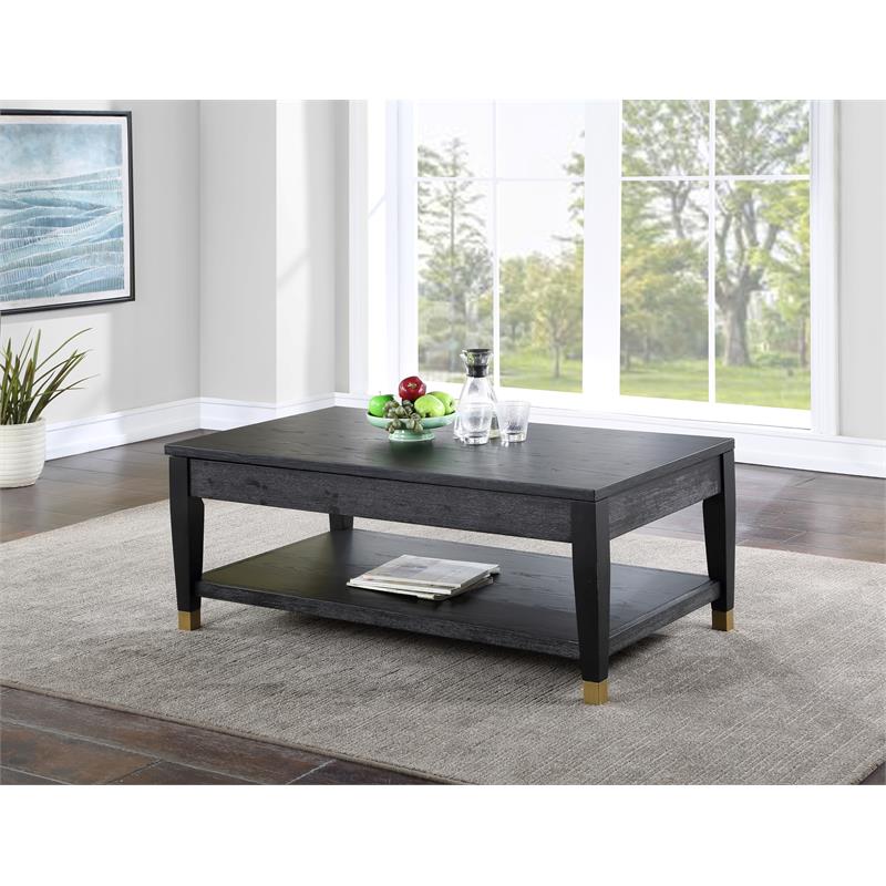 Pemberly Row Contemporary Rubbed Charcoal Wood Lift-top Cocktail Table
