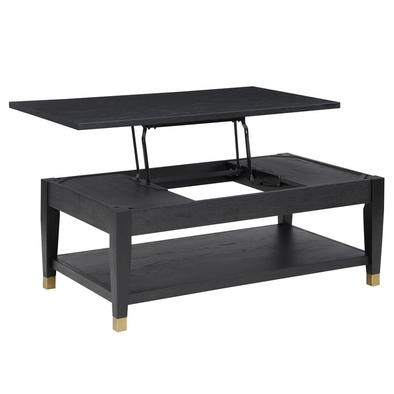 Pemberly Row Contemporary Rubbed Charcoal Wood Lift-top Cocktail Table