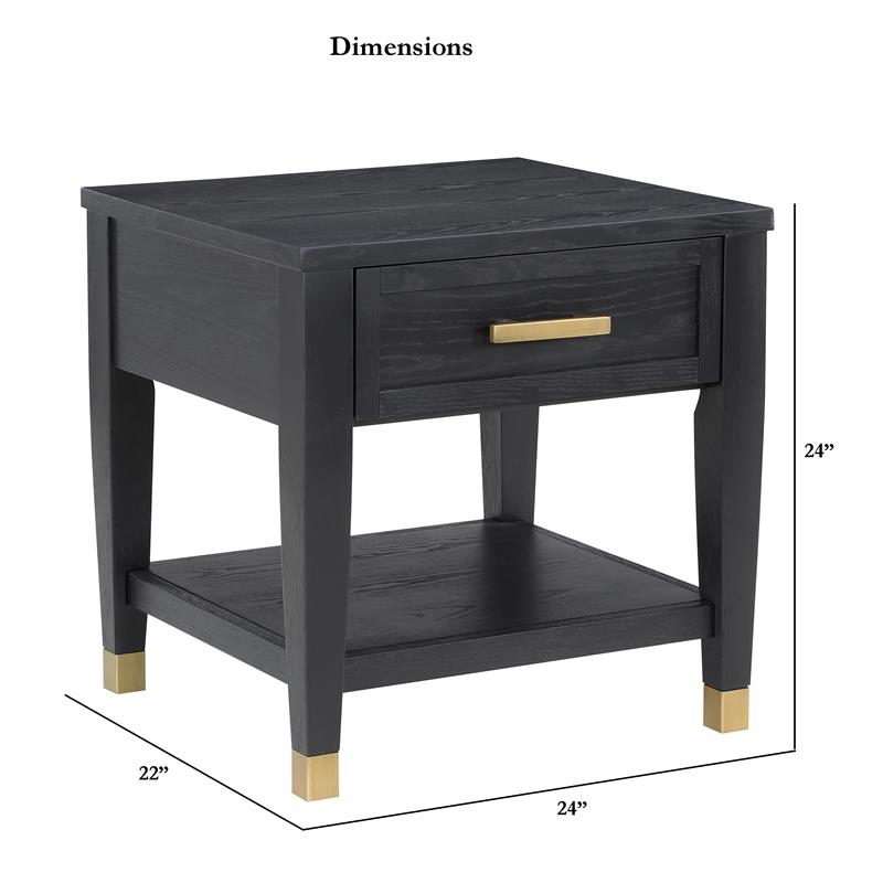 Pemberly Row Contemporary Rubbed Charcoal Wood 1-drawer End Table