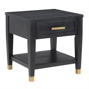 Pemberly Row Contemporary Rubbed Charcoal Wood 1-drawer End Table