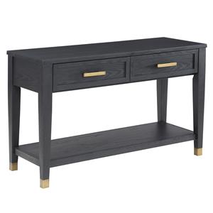 Pemberly Row Contemporary Rubbed Charcoal Wood 2-drawer Sofa Table