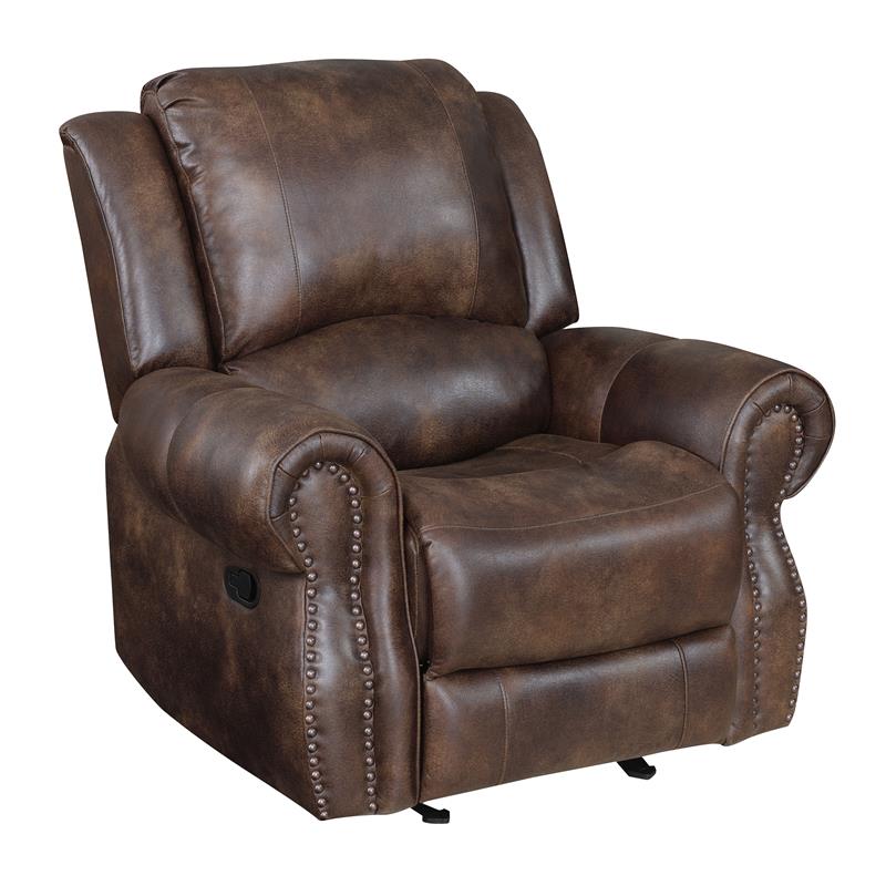 Pemberly Row Contemporary Saddle Brown Faux Leather 3-piece Motion Set