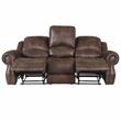 Pemberly Row Contemporary Saddle Brown Faux Leather 3-piece Motion Set