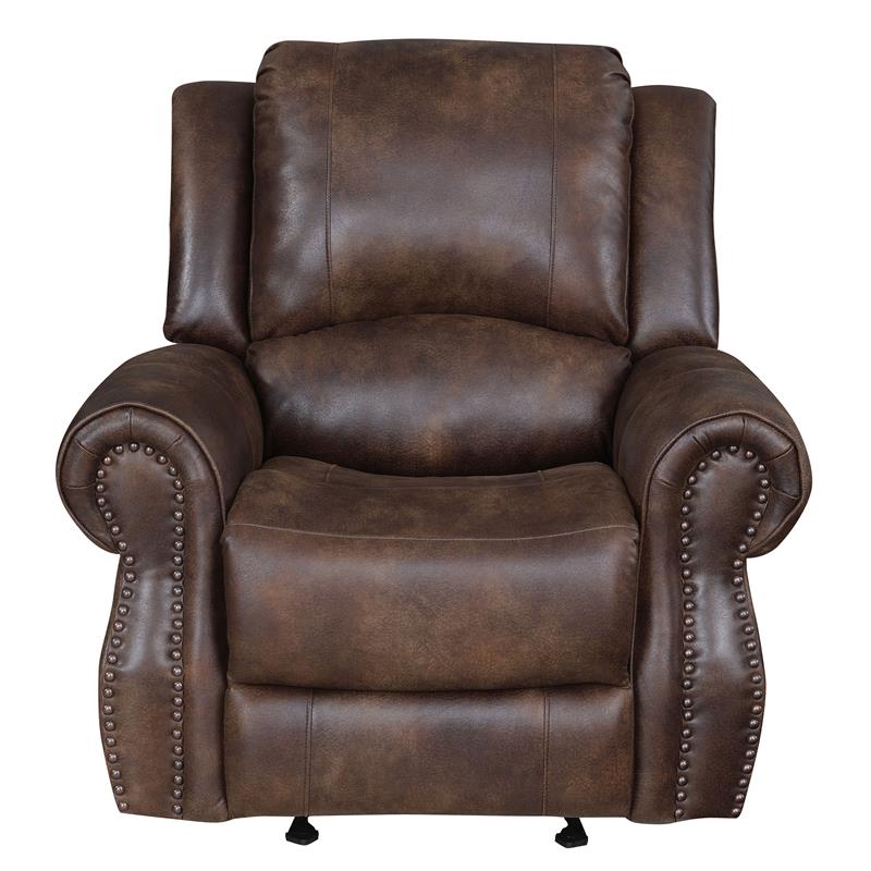 Pemberly Row Contemporary Saddle Brown Faux Leather 3-piece Motion Set