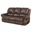 Pemberly Row Contemporary Saddle Brown Faux Leather 3-piece Motion Set