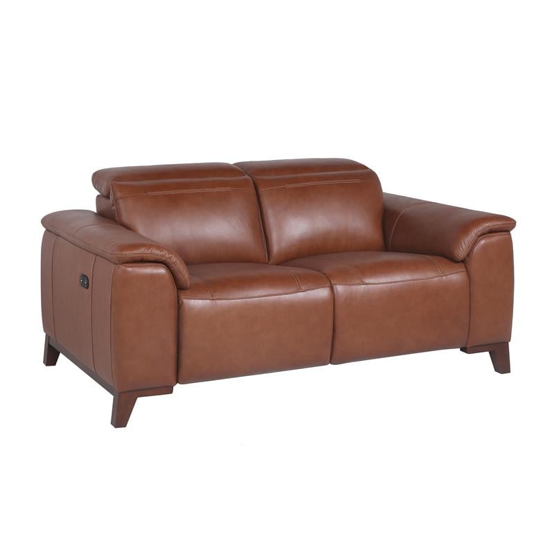 Pemberly Row Coach Brown Top Grain Leather 3-piece Power Reclining Set