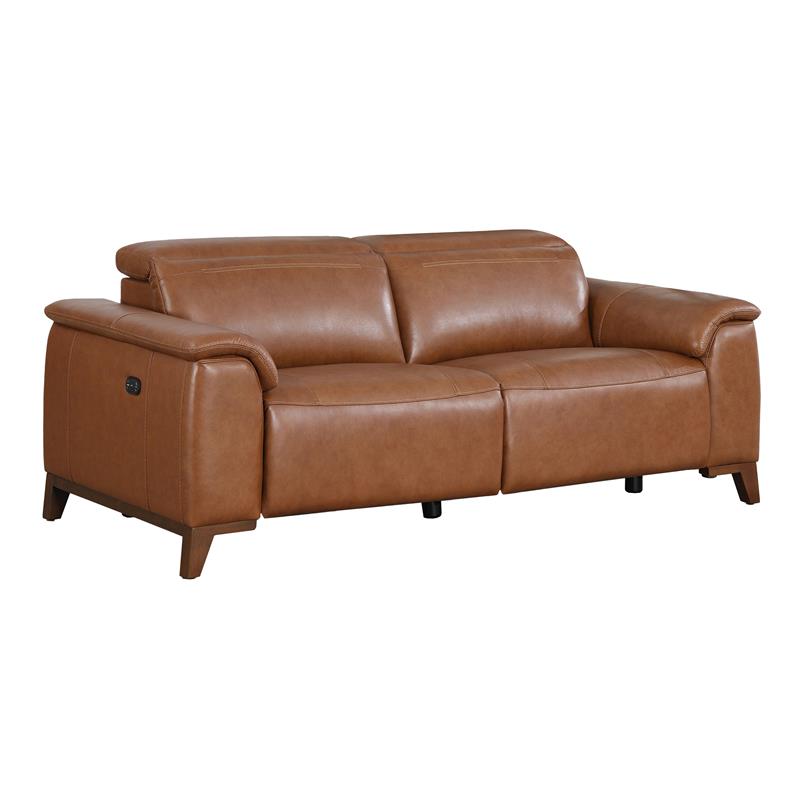 Pemberly Row Coach Brown Top Grain Leather 3-piece Power Reclining Set