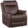 Pemberly Row Contemporary Walnut Brown Faux Leather Dual Power Recliner