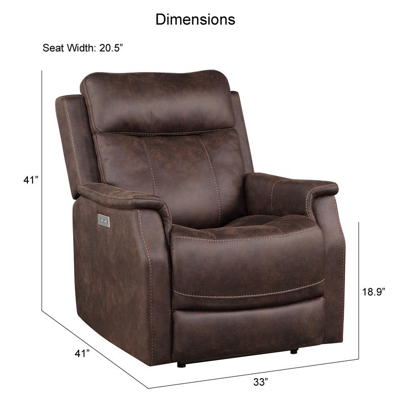 Pemberly Row Walnut Brown Faux Leather 3-piece Dual Power Reclining Set