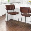 Pemberly Row Metal and Brown Faux Leather Commercial Grade Counter Stool