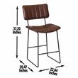 Pemberly Row Metal and Brown Faux Leather Commercial Grade Counter Stool