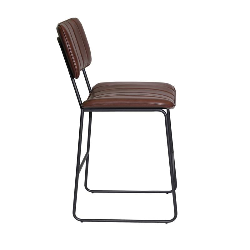 Pemberly Row Metal and Brown Faux Leather Commercial Grade Counter Stool