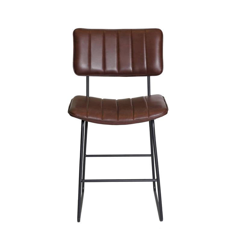 Pemberly Row Metal and Brown Faux Leather Commercial Grade Counter Stool