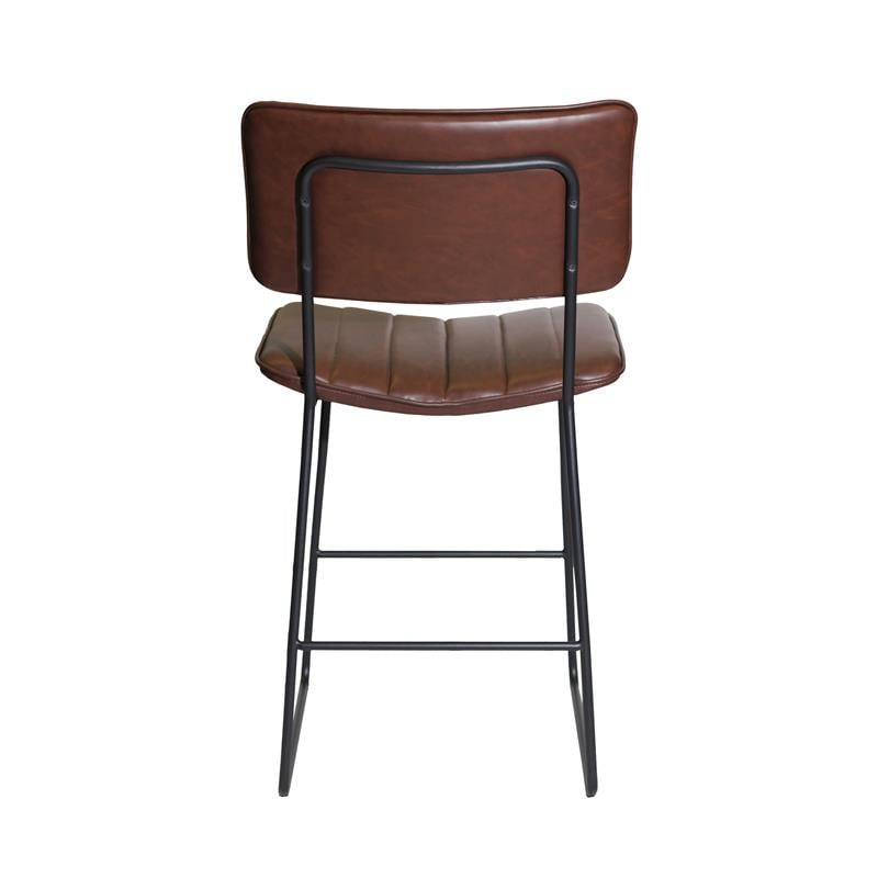 Pemberly Row Metal and Brown Faux Leather Commercial Grade Counter Stool