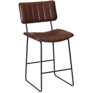 Pemberly Row Metal and Brown Faux Leather Commercial Grade Counter Stool