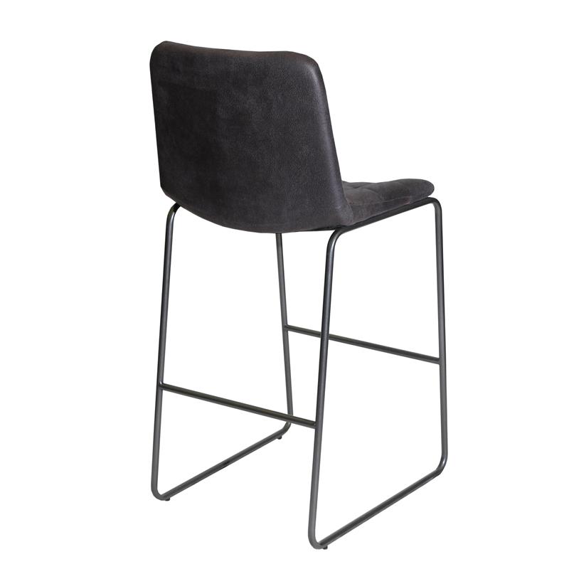 Pemberly Row Dark Gray Metal and Tufted Faux Leather Bar Stool
