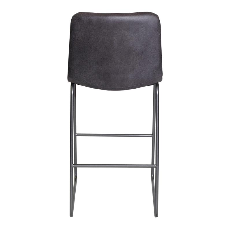 Pemberly Row Dark Gray Metal and Tufted Faux Leather Bar Stool