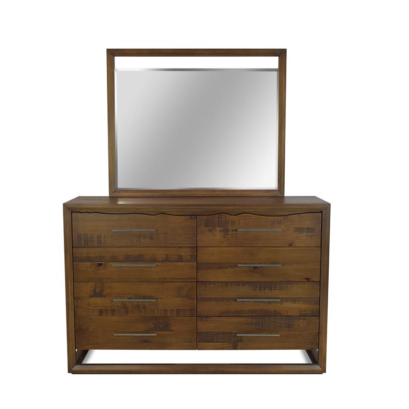 Pemberly Row Contemporary 8-Drawer Mocha Brown Wood Dresser and Mirror