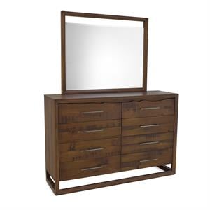 Pemberly Row Contemporary 8-Drawer Mocha Brown Wood Dresser and Mirror