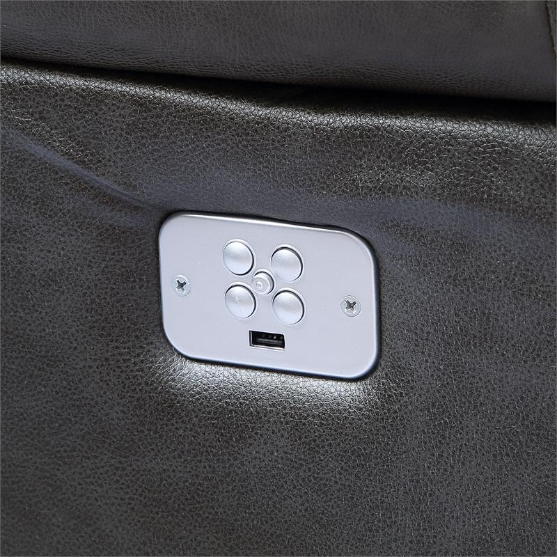 Pemberly Row 7 Piece Charcoal Leather Power Reclining Sectional