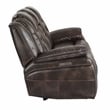 Pemberly Row Brown Faux Leather Dual Power Sofa with/Drop Down Table