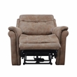 Pemberly Row Camel Brown Polyester Faux Suede Leather Power Recliner