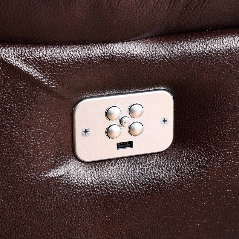 Pemberly Row Brown Leather 7-Piece Power Reclining Sectional