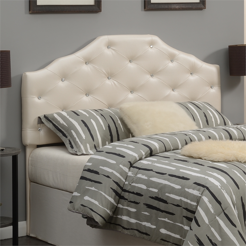 Pemberly Row Contemporary Pearl Faux Leather Upholstered Queen Headboard