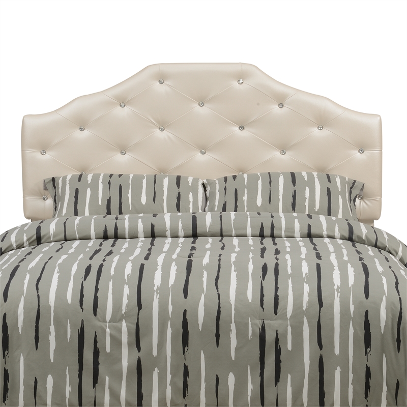 Pemberly Row Contemporary Pearl Faux Leather Upholstered Queen Headboard