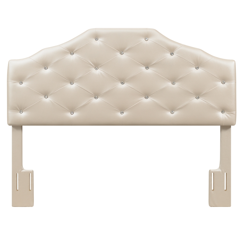 Pemberly Row Contemporary Pearl Faux Leather Upholstered Queen Headboard