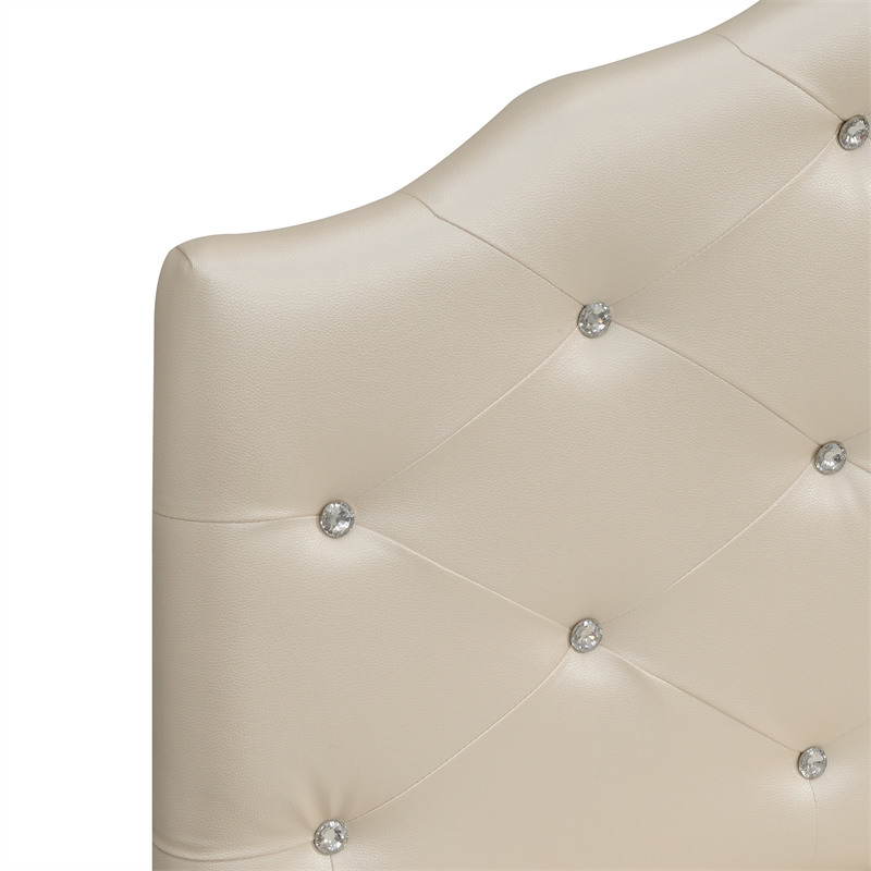 Pemberly Row Contemporary Pearl Faux Leather Upholstered Queen Headboard