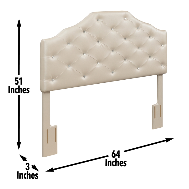 Pemberly Row Contemporary Pearl Faux Leather Upholstered Queen Headboard