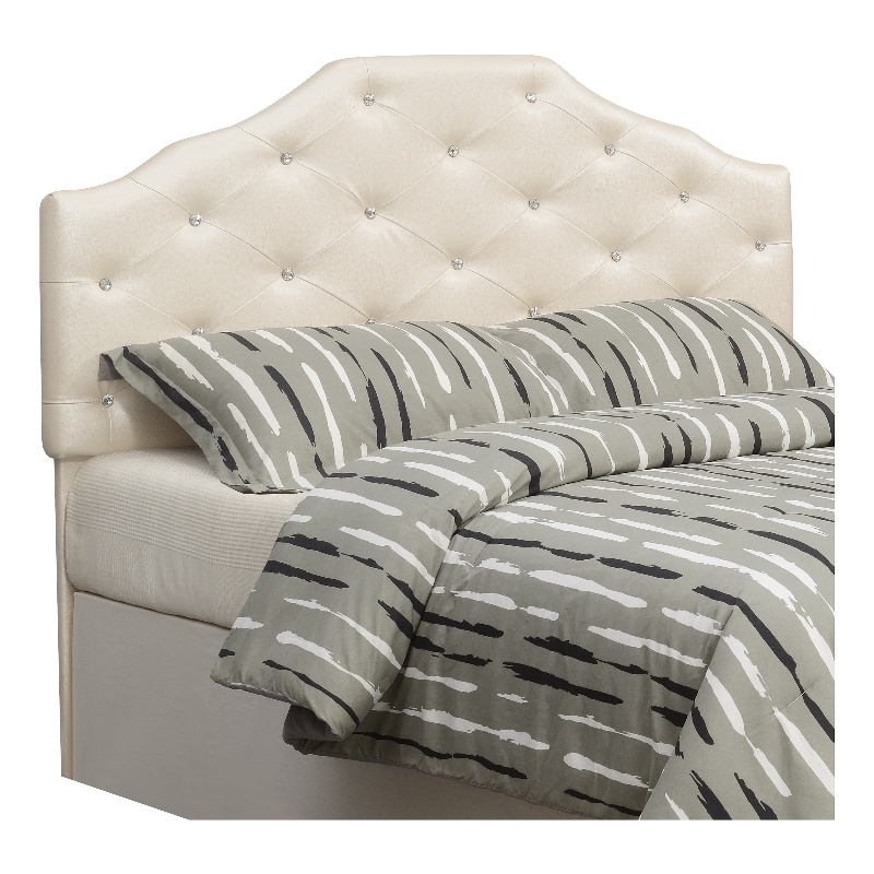 Pemberly Row Contemporary Pearl Faux Leather Upholstered Queen Headboard