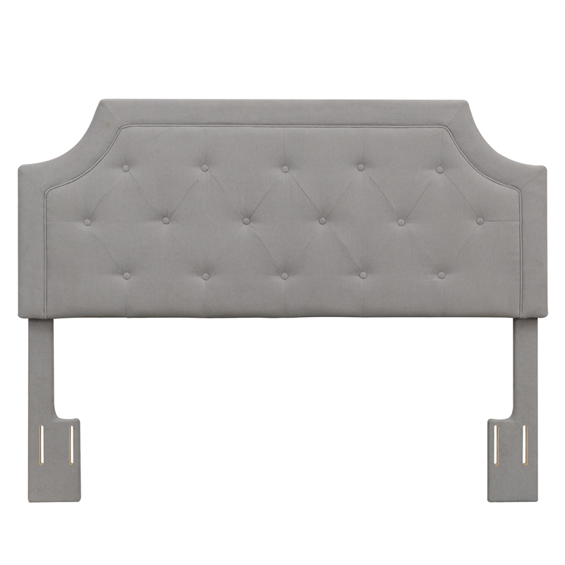 Pemberly Row Gray Microfiber Upholstered Diamond Tufted Queen Headboard