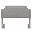Pemberly Row Gray Microfiber Upholstered Diamond Tufted Queen Headboard