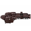Pemberly Row Brown Leather 6-Piece Power Reclining Sectional
